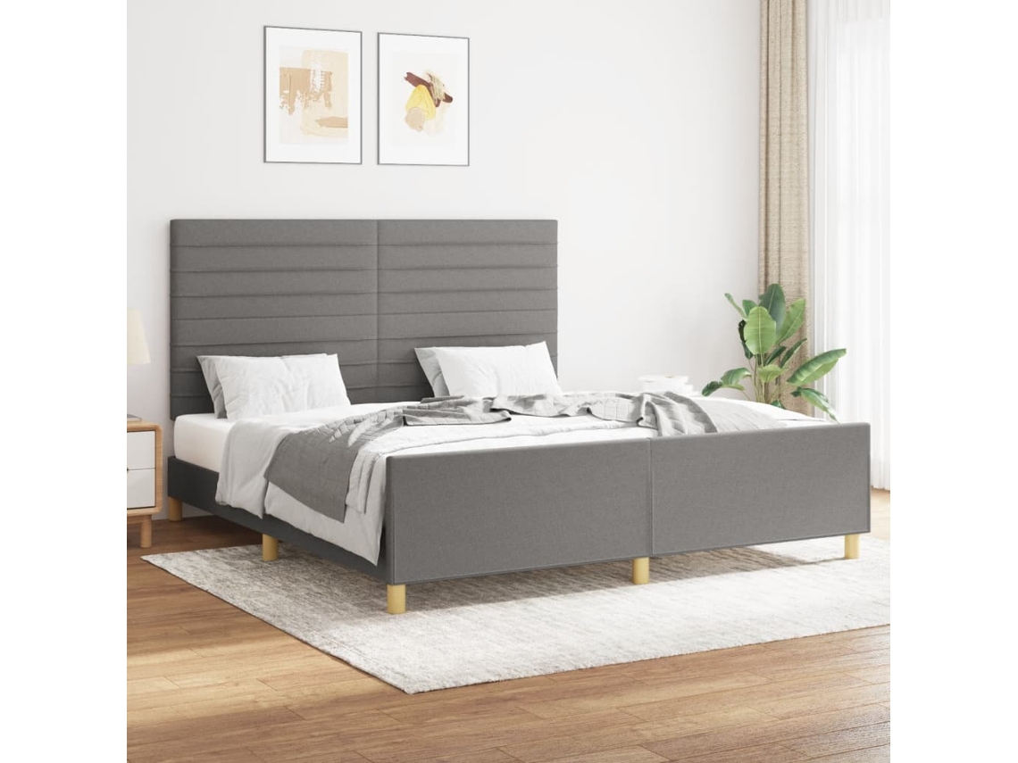 Vidaxl Estrutura de Cama Sem Colchão 160x200 Cm Tecido Cinzento escuro