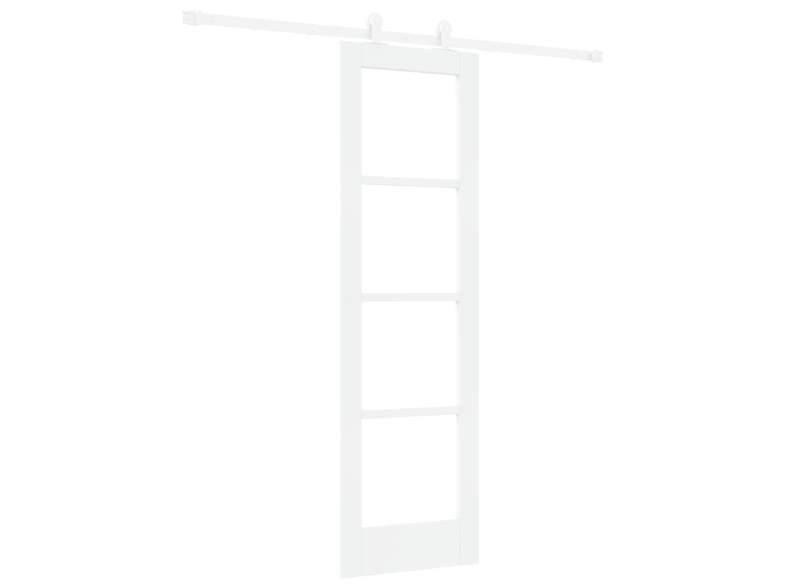 Porta Deslizante Com Conjunto De Ferragens Orkdalmadeira Sólida Branca E Vidro Vidaxl Branco Madeira (61 X 198,5 Cm)