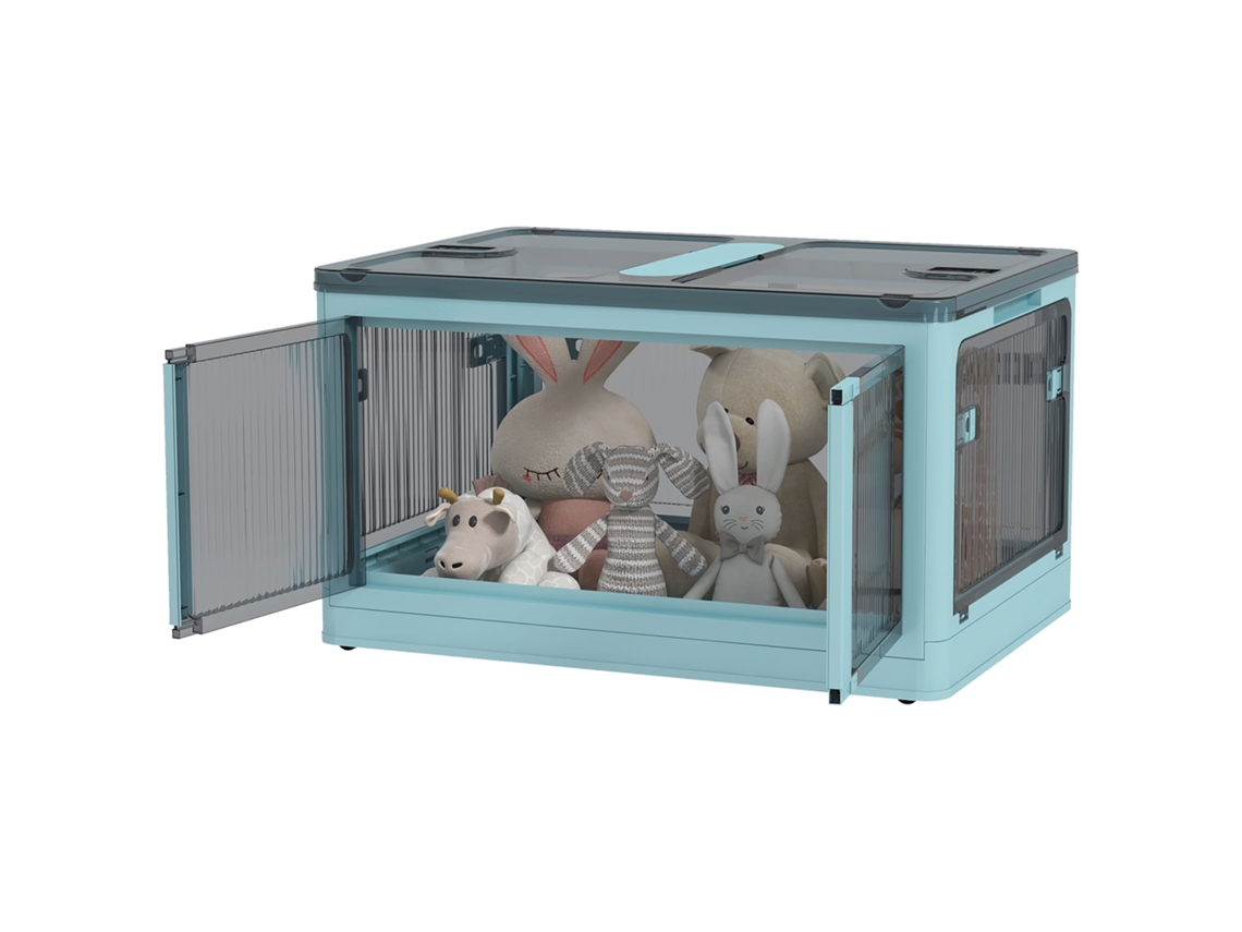 Caixa Organizadora 69l com Rodas, Azul, Empilhável, Dobrável, 60x42x34 Cm | S/MARCA
