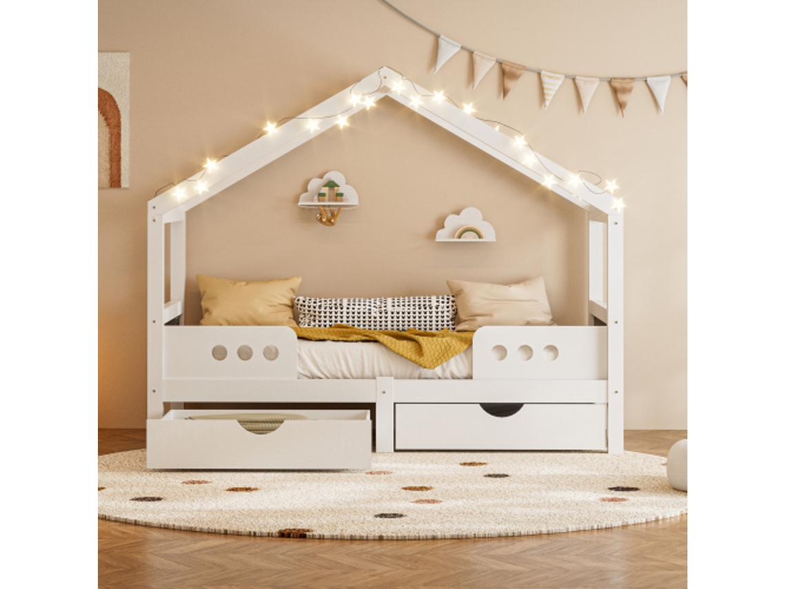 Cama LYYTUNG 90x200 cm de Madeira, Design Infantil, Robusta e Durable