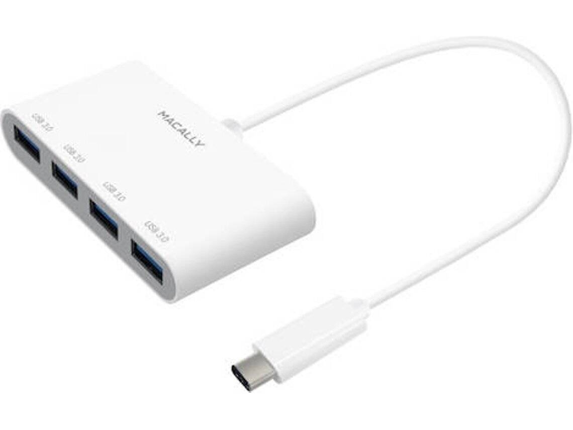 Hub MACALLY Hub MACALLY 3.1 USB-C 4X USB A WHITE (Branco)