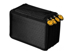 2026rebe estuche de Lápices Negro Con 4 Compartimentos Y Cremalleras para 72 Bolígrafos Lmq Oxford 19.5x12x7.5cm Negro