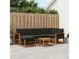 Vidaxl Conjunto De Sofás Para Exterior 7 Unid. Natural E Preto
