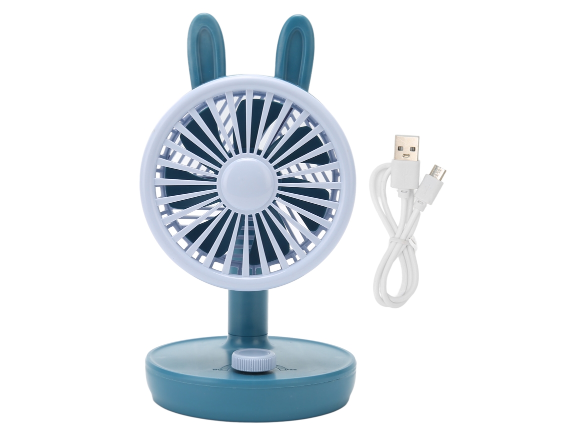 Ventilador De Escritorio Usb Pequeño Silencioso Conejo Bonito Ajustable Para Estudio Camping Azul