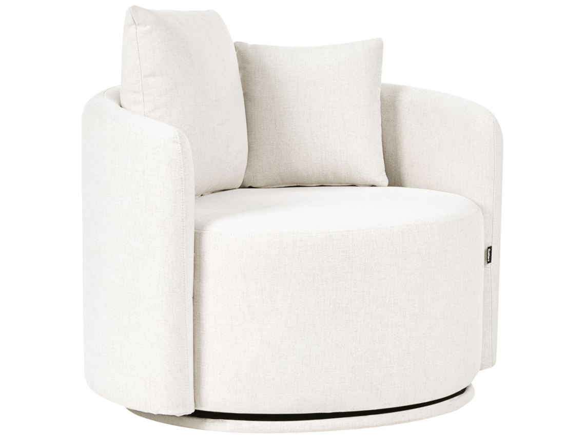 Sillón Giratorio Beliani Ennora De Tela Blanco 88x82x67
