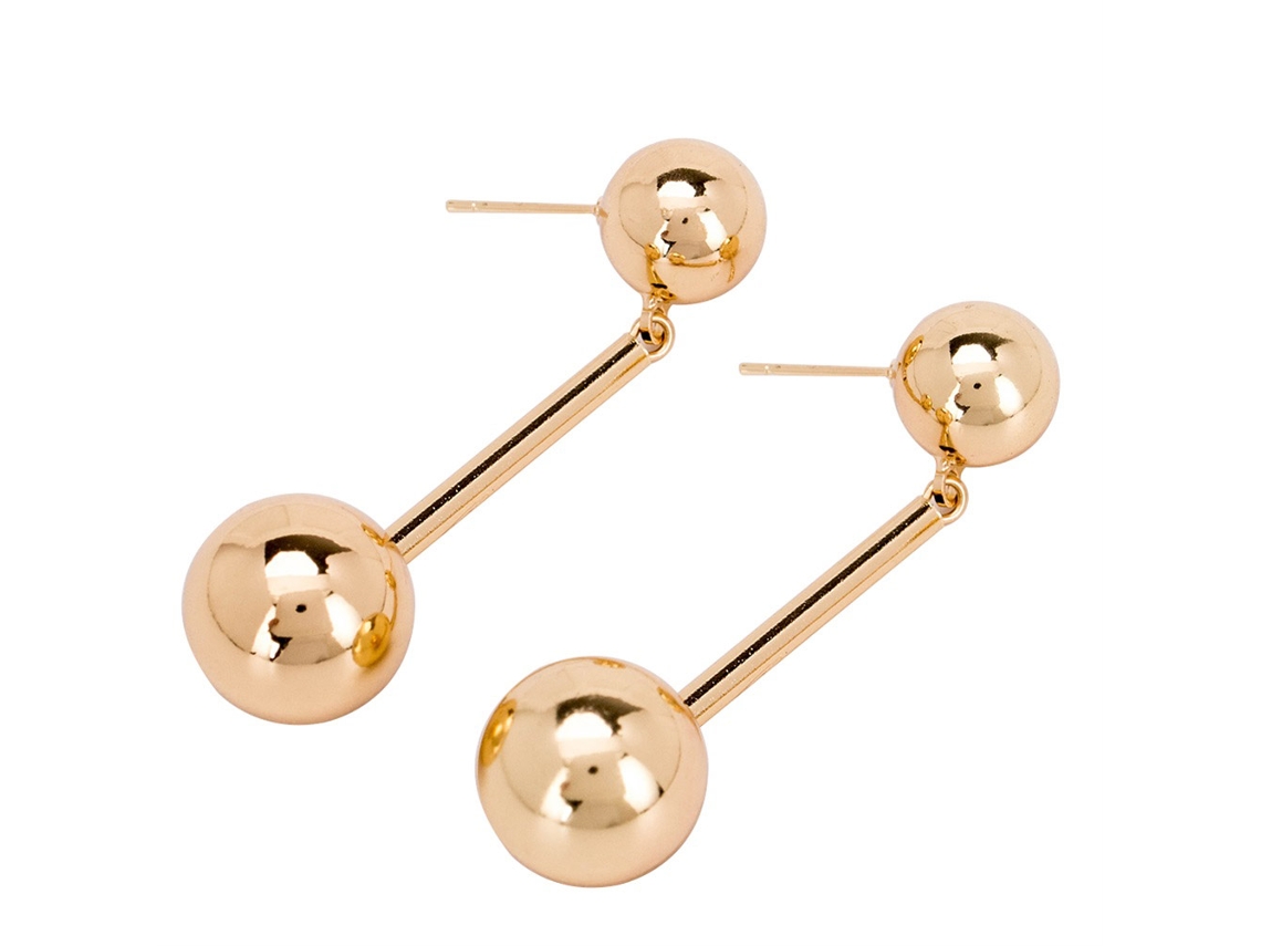 Brincos De Ouro Com Pérolas Estilo Simples Assimétrico