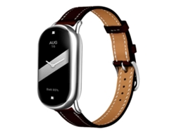 Bracelete para Xiaomi Smart Band 10/9/8 Couro com Fivela Prateada Preta XIAOMOYU