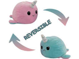 Pelúcia Reversível Unicórnio Baleia Pelúcia Mood Mood Flip Dupla Face Rosa e Azul Mostre Seu Humor Sem Dizer Uma Palavra! JEDBESETZT
