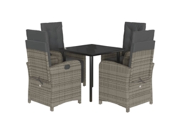 Maison Exclusive - 5 Pcs Conjunto De Jantar P/ Jardim C/ Almofadões Vime Pe Cinza