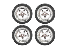 Conjunto de pneus de carro RC com aro de plástico e borracha 3.3cm para AE86 prata S/MARCA