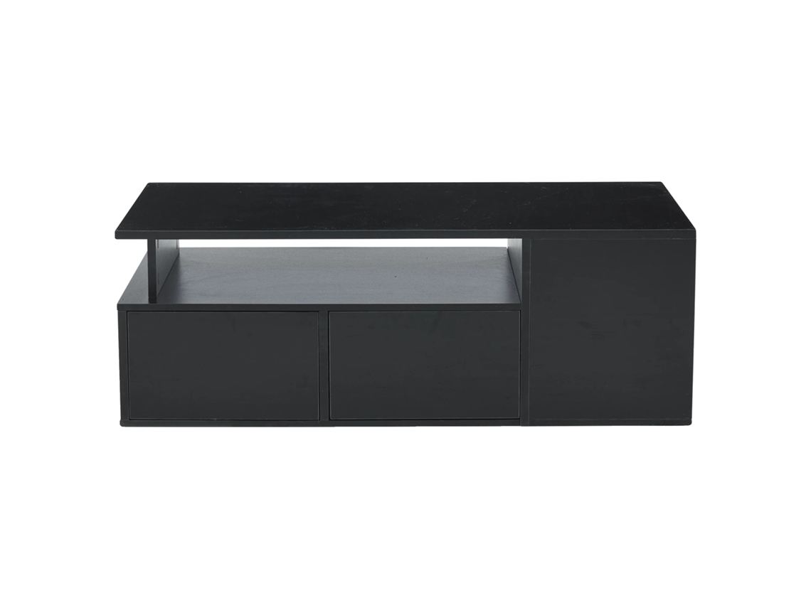 Mesa De Café, Design Moderno, Iluminação Rgb, Preto