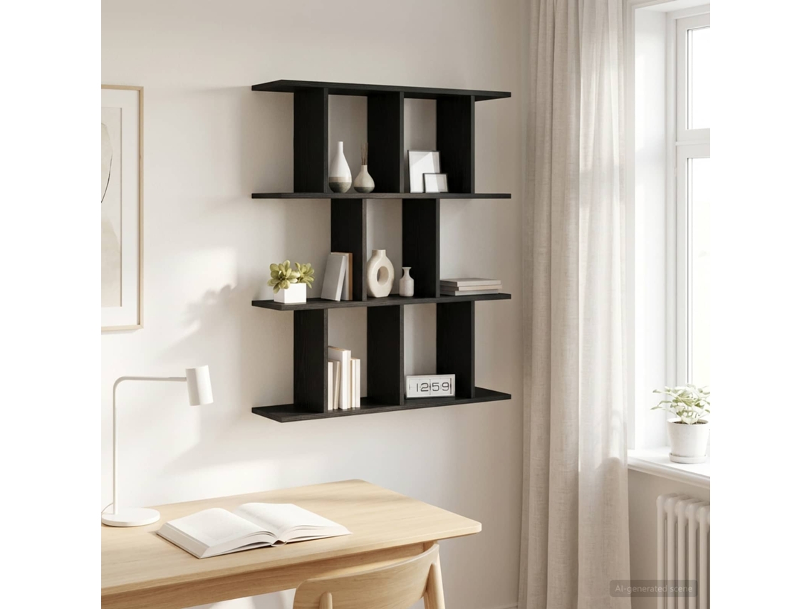 Vidaxl Prateleira De Parede Carvalho Preto 80 X 20 X 96 Cm