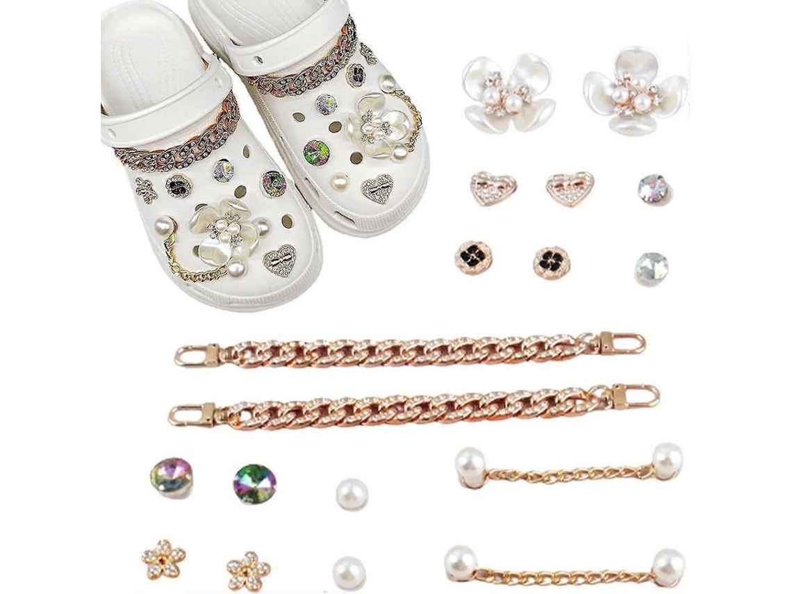 2026 adornos para Sapatos 13 Peças com Pedras Strass Brilhantes Diy para Crocs Sandálias Acessórios de Decoração para Mulheres e Meninas