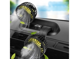 Ventilador Portátil Para Carro De 12v Com Duas Cabeças E Rotação 360°
