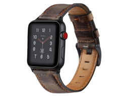 Bracelete Pulseira Classic Vintage em Pele Ecológico Para Apple Watch Series 6 44Mm Castanho