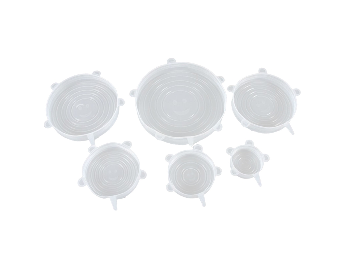 6 Peças Tampas Elásticas de Silicone Reutilizáveis Resistentes a Altas Temperaturas para Armazenamento de Alimentos