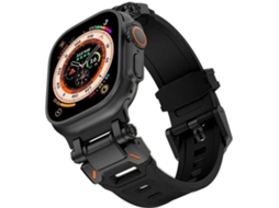 Pulseira ORYSIN Flexisteel para Apple Watch Series 4 44mm, preta, resistente e com design elegante.
