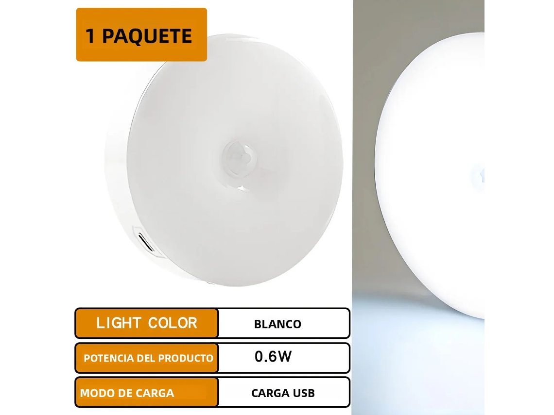 Luz Noturna Led Com Sensor De Movimento, Sensor Digital E Adsorção Magnética. Mdug (1 Unidade)