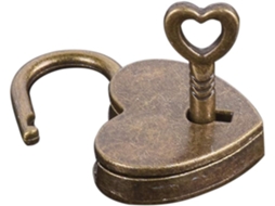 Cadeado Galyacht em Latão Antigo Formato de Coração com Chave, Cadeado de Bronze para Viagens e Armazenamento BRILVIBERA