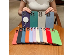 Capa Magsafe Para Iphone 13 Pro - Silicone Líquido Com Cor Sólida | Magnética - Lilás Roxo