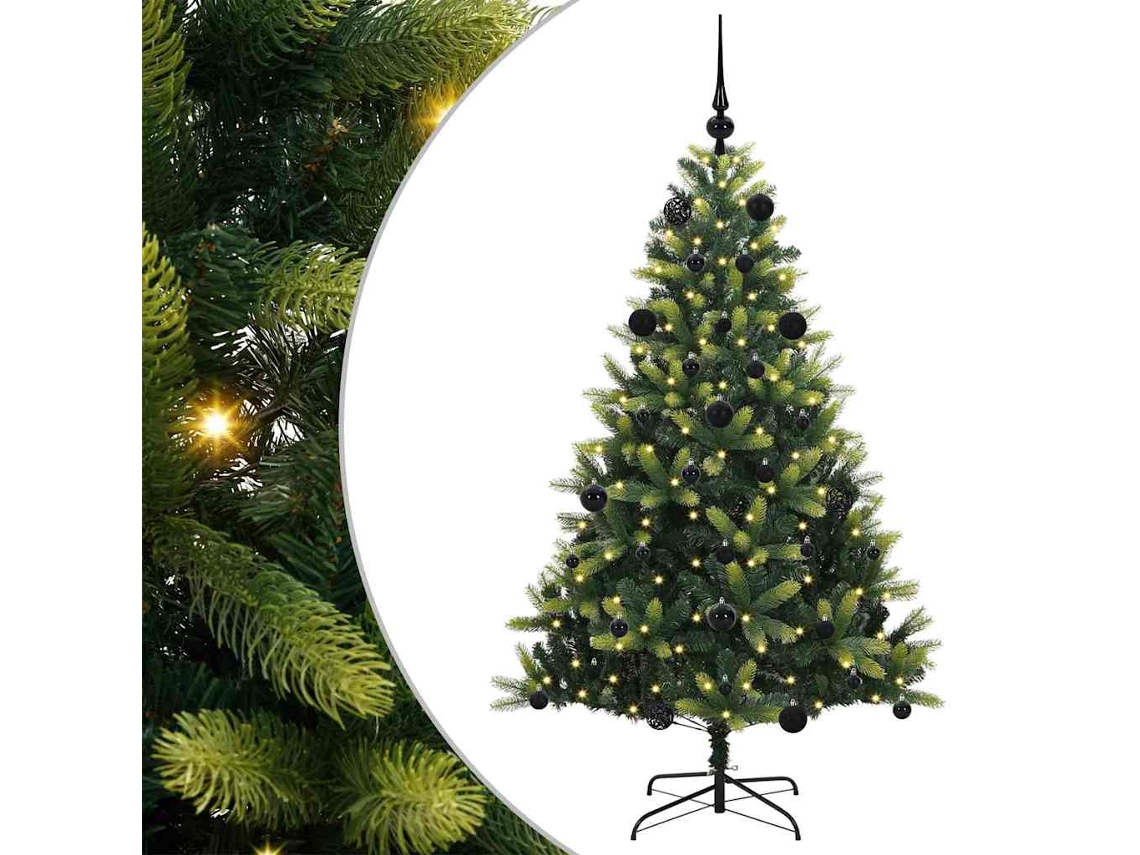 Árvore De Natal Artificiál Dobrável Com Luzes Led Vidaxl Verde Pvc (150 Cm)