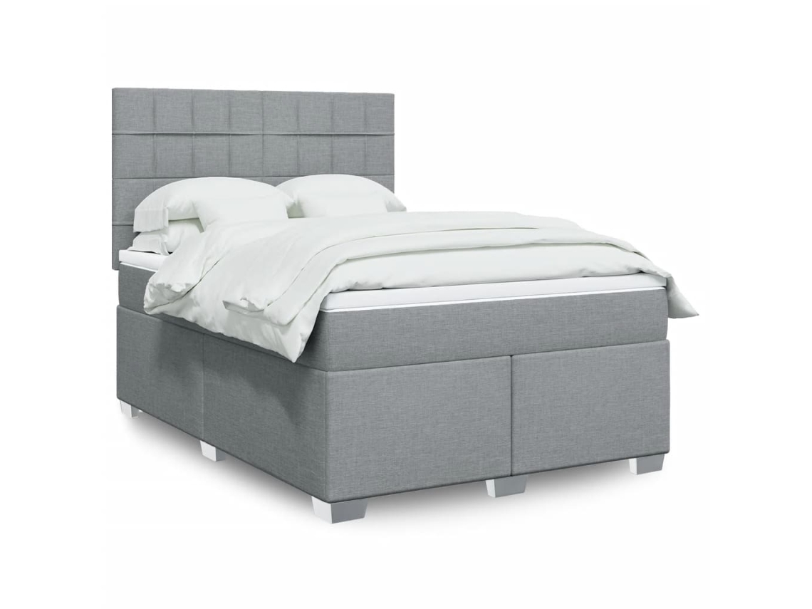 Vidaxl Cama com Molas/colchão 160x200 Cm Tecido Cinzento claro