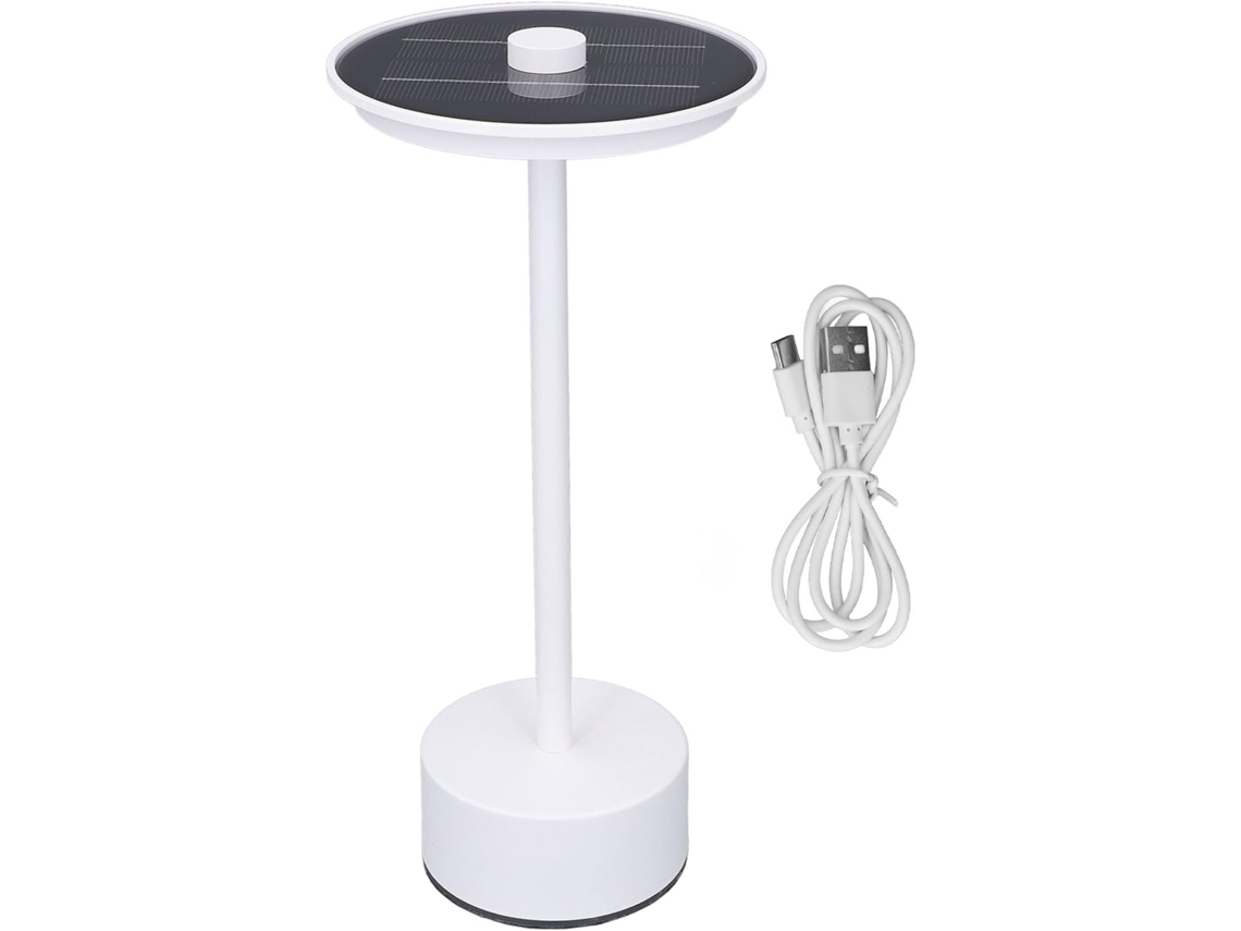 Luminária de mesa solar LED Semi Fio, 3 fontes de luz, controle por toque, ajuste contínuo de intensidade, IP44