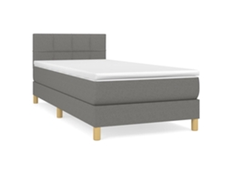 Cama com Molas e Colchão Tecido Cinzento Escuro MAISON EXCLUSIVE (90x200 cm)