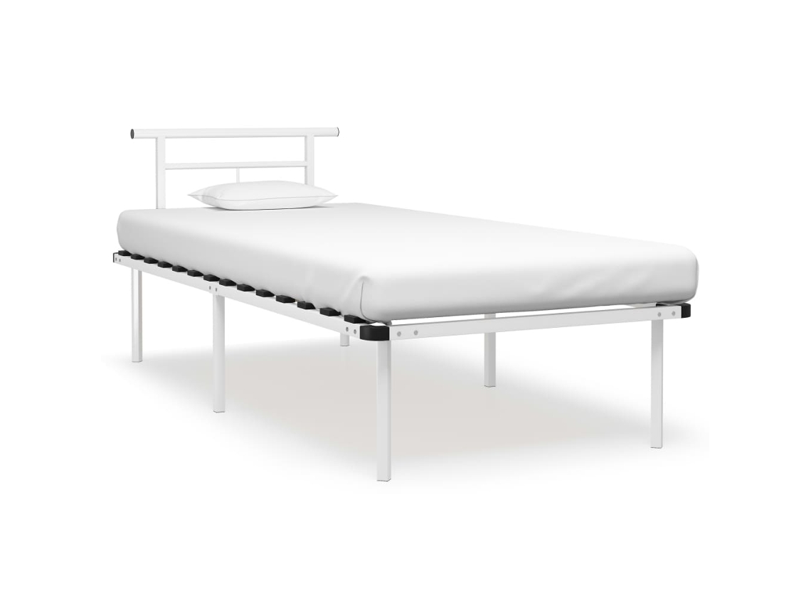 Vidaxl Estrutura De Cama Metal 90x200 Cm Branco