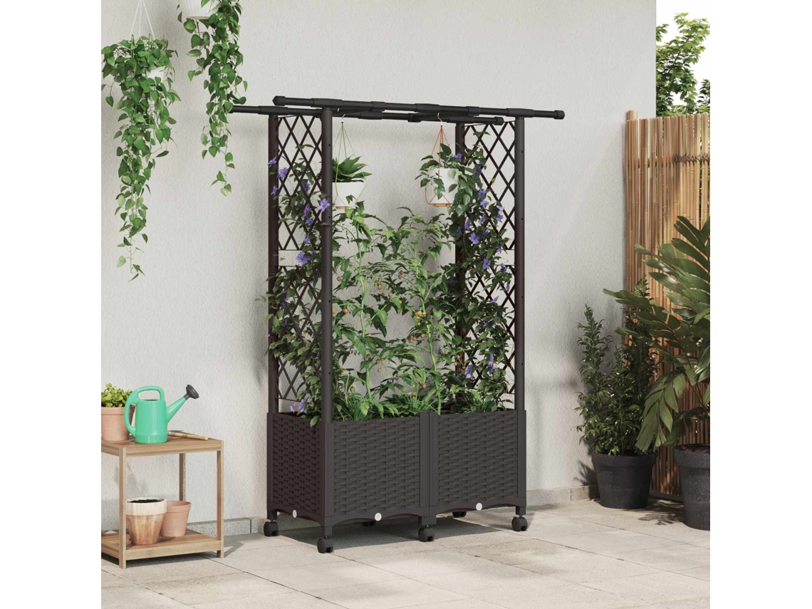 Vidaxl Cama Elevada Com Treliça E Telhado Castanho 124,5 X 40 X 142 Cm