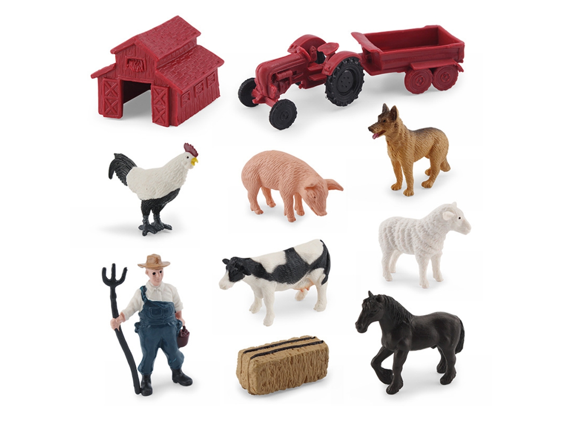 Mali 10 Peças Brinquedos Figuras Animais de Fazenda Realistas Educativos Ornamentos de Mesa
