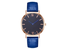 Relógio Masculino de Quartzo com Pulseira de Couro Pu Estilo Fashion Azul Royal