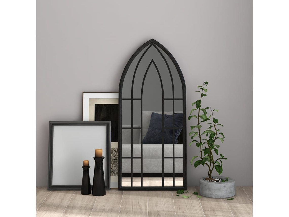 Vidaxl Espelho Em Ferro P/ Uso No Interior 100x45 Cm Preto