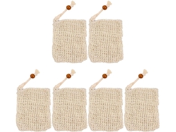 Kit De 6 Sacos Para Sabonete Com Cordão Para Pendurar, Econômicos E Suaves Para A Pele, Feitos De Algodão E Linho Bege,