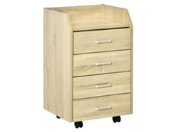 Bloco de Gavetas Mdf e Melamina de Madeira Cor Cor de Carvalho 40x36x65 cm Vinsetto