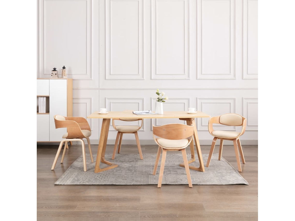 Vidaxl Cadeiras Jantar 4 Pcs Madeira Curvada E Couro Artificial