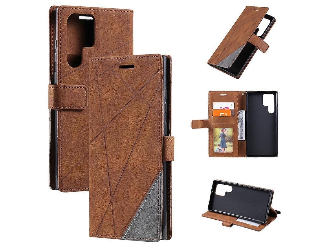 Capa De Couro Com Emendas Skin Feel Para Samsung Galaxy S23 Ultra 5g