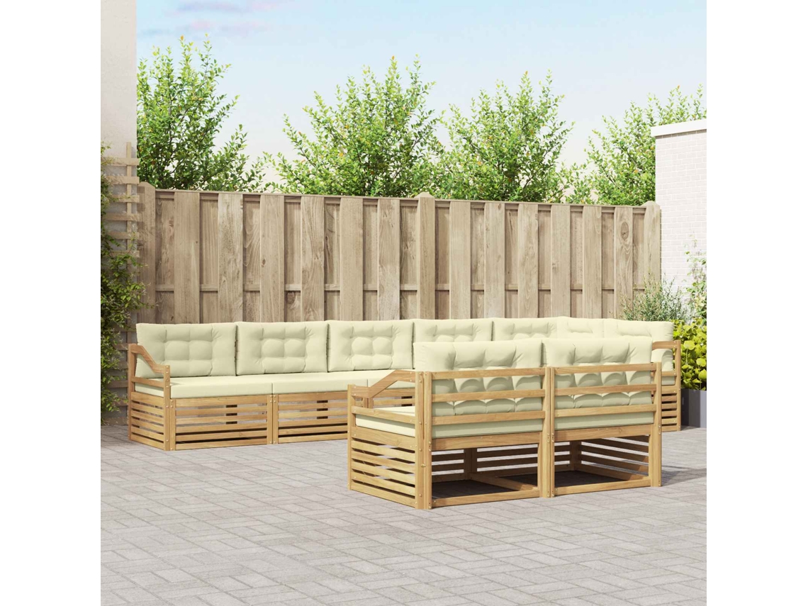 Vidaxl Conjunto De Sofás Para Exterior 8 Unid. Branco E Creme