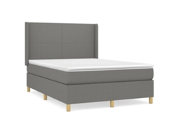 Cama com Molas e Colchão Tecido Cinzento Escuro MAISON EXCLUSIVE (140x190 cm)