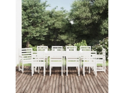 Vidaxl 11 Pcs Conj. De Jantar P/ Jardim Madeira De Pinho Maciça Branco