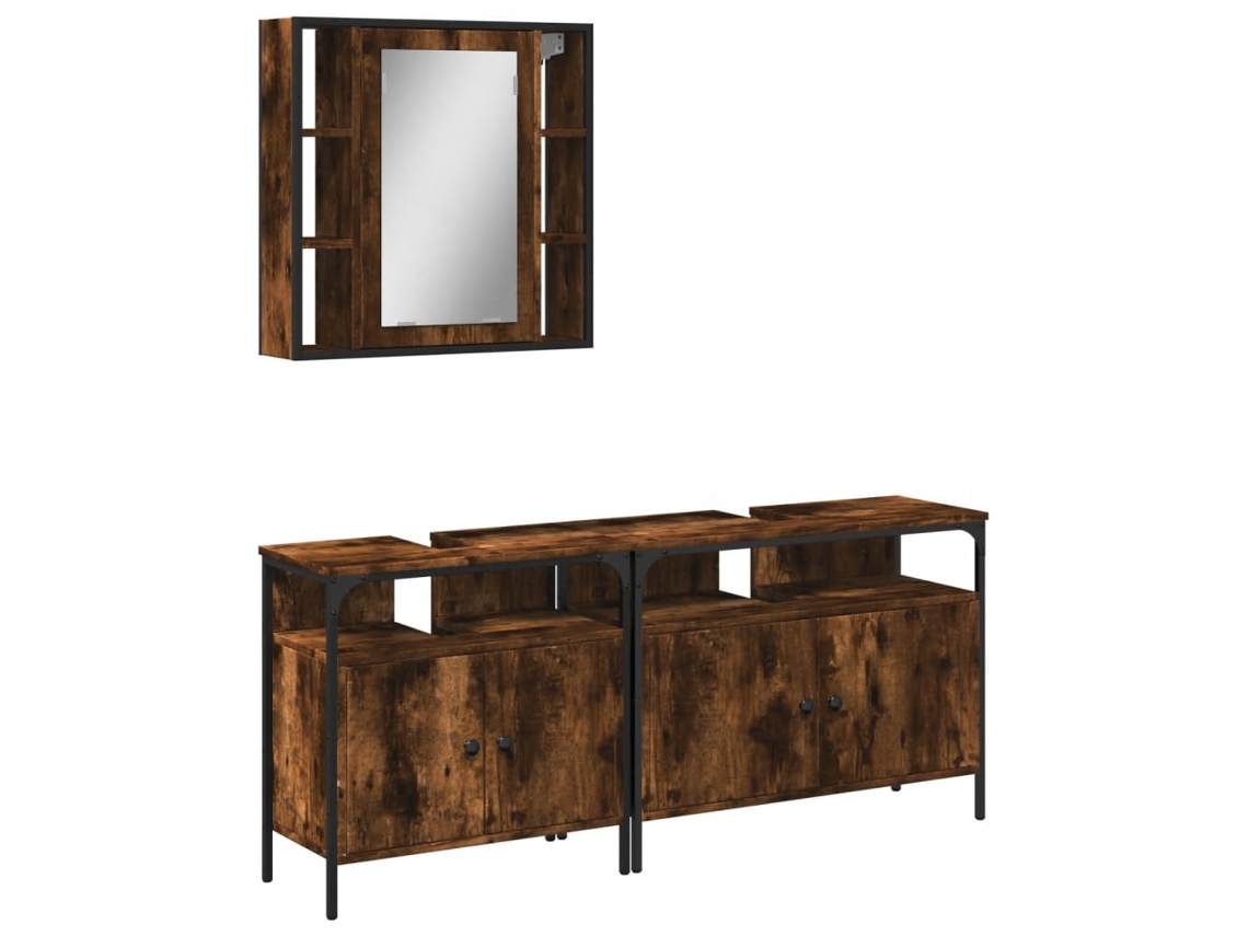 Bathroom Cabinet Set, Bathroom Cabinet Sets Vidaxl Marrom Madeira Processada (n/a)