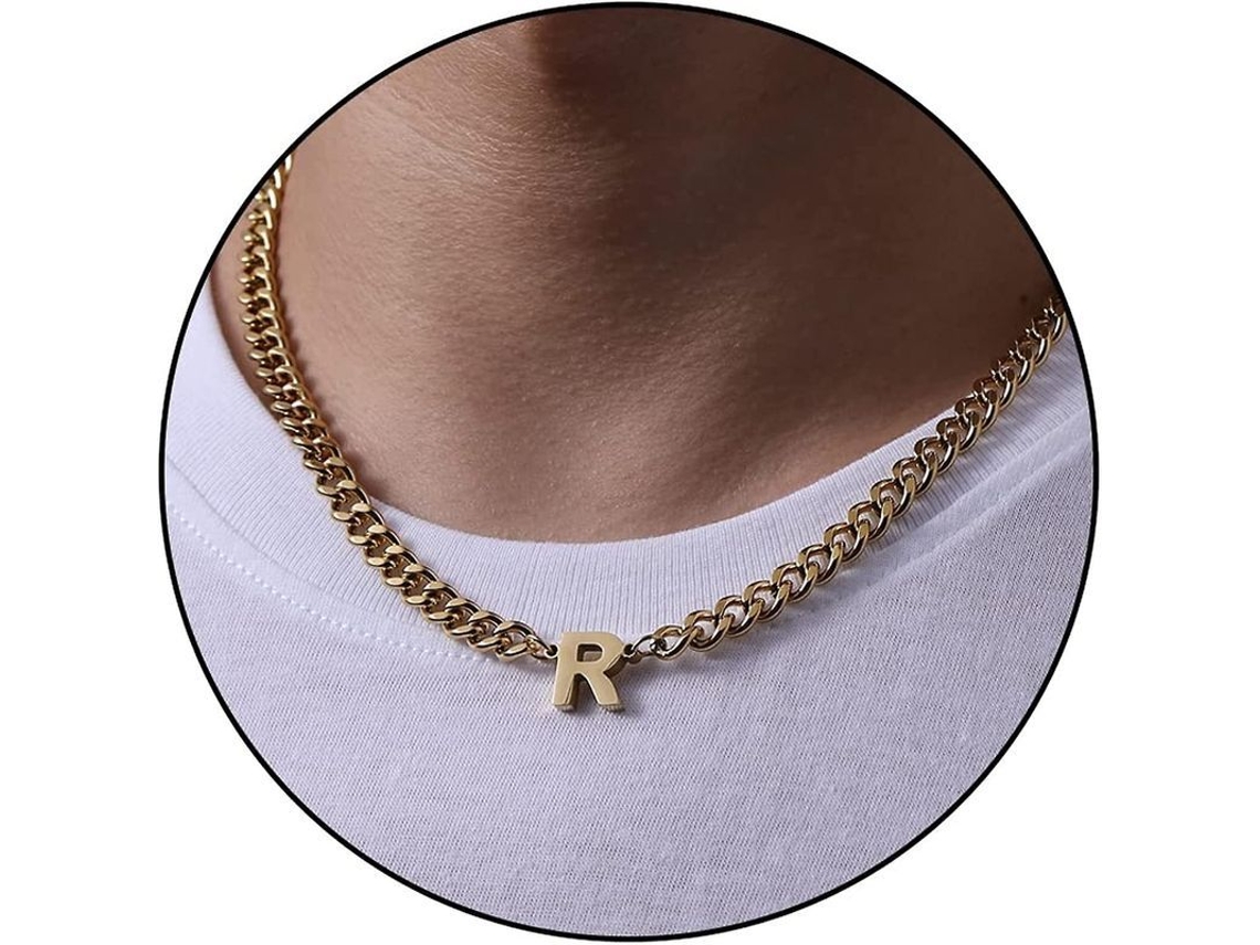 2026 collar de Cadena Cuban Link Con Letra Inicial A z de Acero Inoxidable 6.5mm 18+2 Pulgadas Regalo de Joyería para Hombres, Mujeres Y Niños