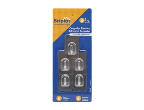 Colgador Plastico Adh. Peq. 5 Ud Metalizado Blister 5 Briplas