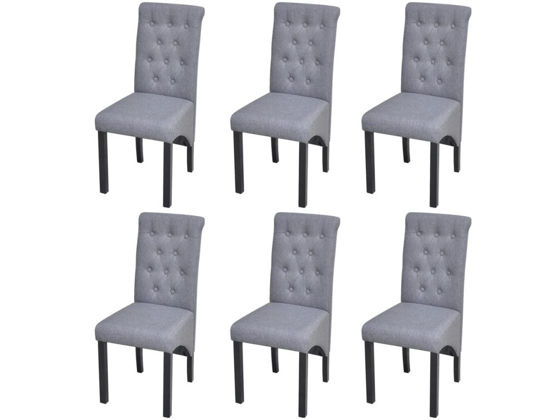 Vidaxl Cadeiras De Jantar 6 Pcs Tecido Cinzento-claro