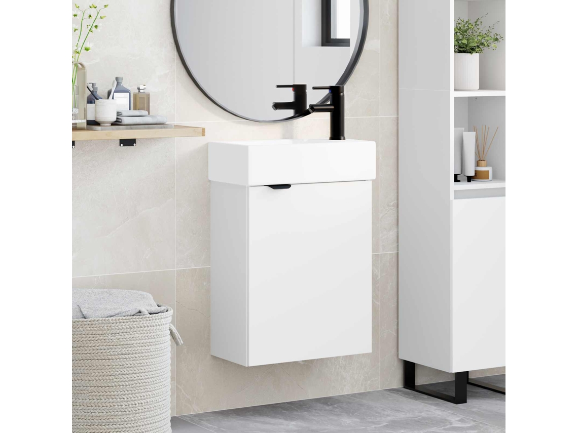 Vidaxl Conjunto De Móveis De Banheiro Com Torneira Branco