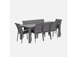 Conjunto De Jardim Com Mesa Em Alumínio Com 8 Cadeiras, Antracite