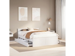 Vidaxl Cama Sem Colchão Com Cabeceira 150x200 Cm Pinho Maciço Branco
