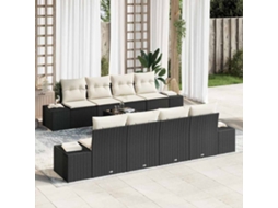 Vidaxl Conjunto De Sofá De Jardim 8 Unid. Preto E Creme Vime Pe