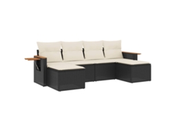 Conjunto Sofás de Jardim 6 Pcs com Almofadões Vime Pe Preto MAISON EXCLUSIVE (6 pcs)