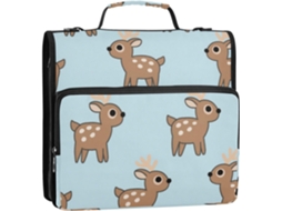 Organizador de Mesa com 3 Argolas, Alça, Vários Bolsos, Estampa Cervo Azul Desenho Animado, 3,8 Cm, para Uso D